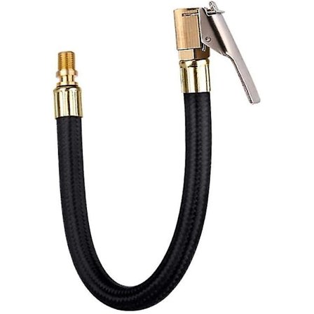 Dæk-pumpe Slange, 20cm Bilventil Luft Gummi Slange Dæk Chuck Med Klips Forlængelsesslange Adapter
