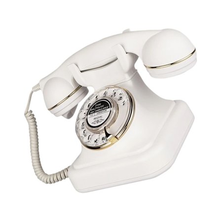 Nostalgisk telefon med roterende nummerskive, ledning, mekanisk ringetone, vintage dekorasjon for hjemmekontor og hotell