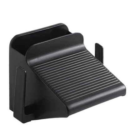 Vägghängd skohylla med fotpedal, platsbesparande toffelhållare för hall, sovrum, kök, husbil, svart (FMY)