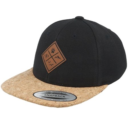 Kiddo Cap - Black snapback Czapka Z Daszkiem - Kids Nature & Animal Icons Engraved Black/Cork Snapback @ Hatstore