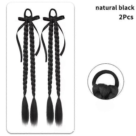 1 Par Syntetisk Flettet Twist Sløyfe Fletter Hestehale Hårforlengelse Svart Naturlig Parykk Lang Hestehale Strikk Kvinneparykk Fest
