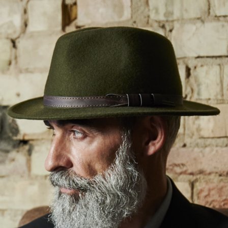 Flavio Groene Moda Fedora met Platte Rand voor mannen - Fedora hoeden