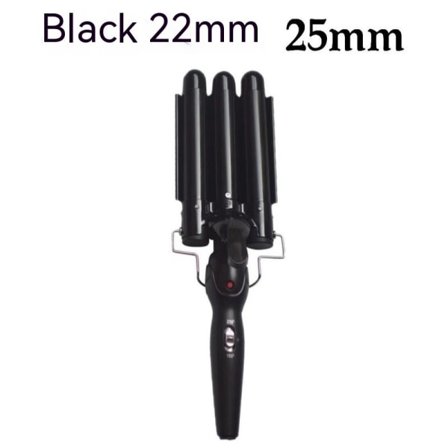 TG 22 25mm papiljotter, 3-rör curlingstav, vattenvåg frisörstav, kycklingrullar, elektrisk skena, permanent, 1 st. 22mm svart