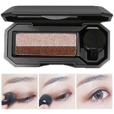 To-tonet øjenskygge, Lazy Dual Color Eyeshadow Glitter Gradient Eye Shadow Palette Easy Quick Makeup Eyeshadow Set med børste