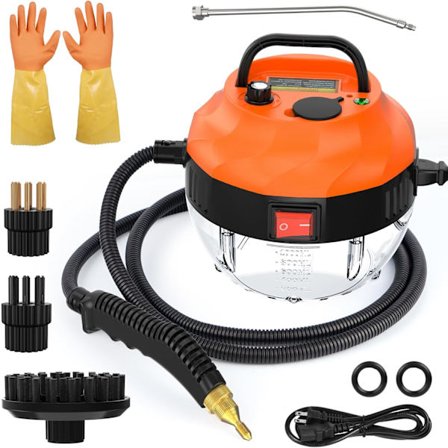 2500W Handhållen ångrengörare för rengöring, 1000ML högtrycksångrengörare för klädsel, djuprengöring av golv, mattor, kakel, linoleum, arbete