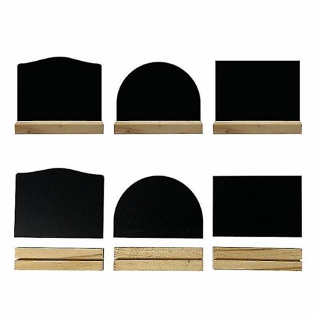 6 st Mini Tavelskylltar Små Svarta Tavlor Meddelandeskylt Bordsmodell med Vintage Träställ kompatibla Skola, Bröllop, Födelsedag