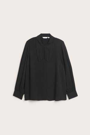 Kappahl | Krótka koszula z kołnierzykiem z frędzlami | Czarne