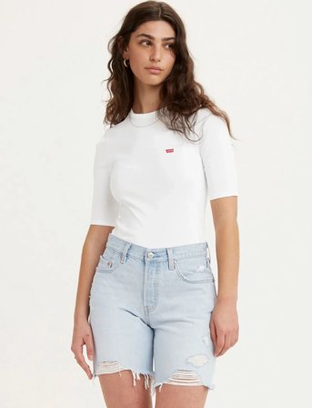 Levi's Luca Slim Tee White + Rib Knit - White - XXS
