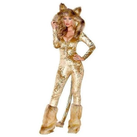 Ny plysj gyllen løve svartbjørn kostyme Halloween dyr Cosplay Sexy sceneopptreden jumpsuit