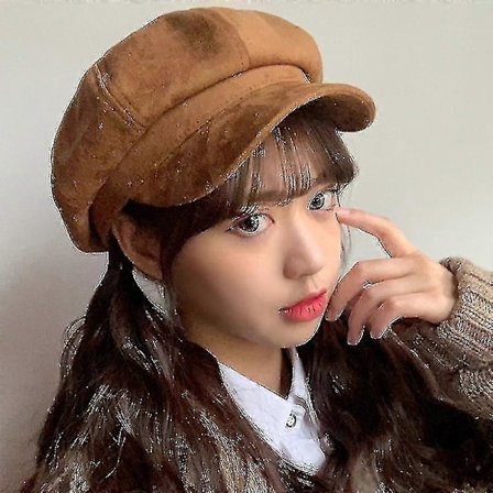 Hatte Dame Retro Ottekantet Avisdrengshat Ensfarvet Almindelig Ruskind Beret Malerhat Camel