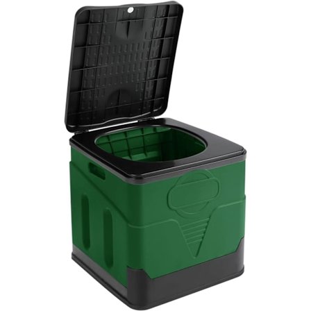 Kannettava WC, kannettava kokoontaitettava WC, kokoontaitettava WC kannella, ulkokäymälä, retkeilykäymälä (vihreä)