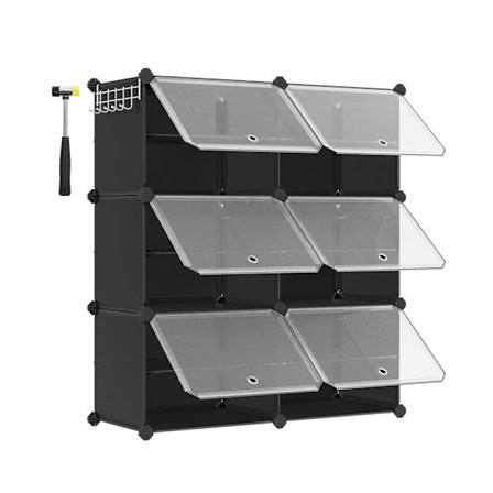 Fleksibel skoholder med seks rum og op til 24 par sko - Sort
