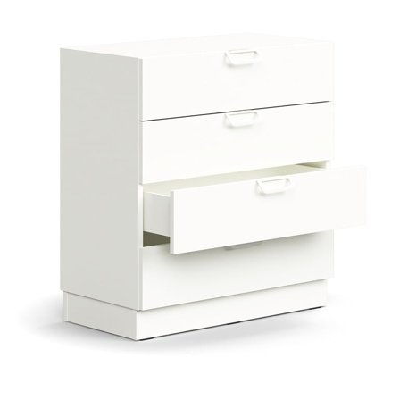 Drawer unit QBUS, base frame, open handles, 868x800x420 mm, white