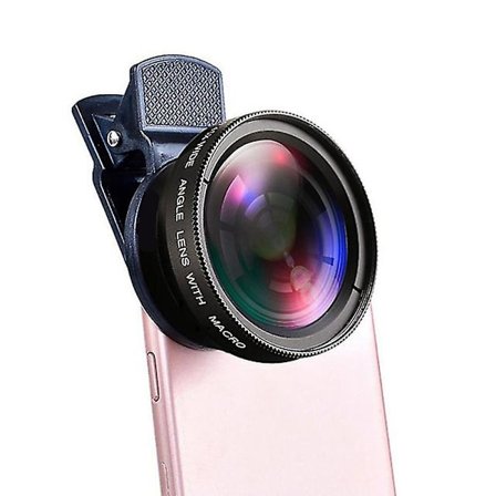 2 In 1 Lens Universal Clip Phone Lens Professional 0.45x 49uv Super Wide-angle + Macro Hd Lens