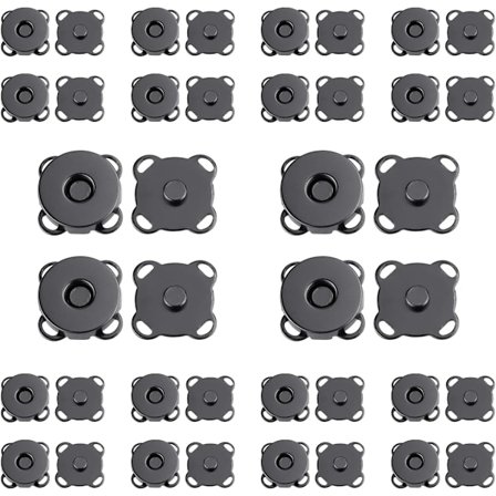 20 Sett Plomme Magnetiske Trykknapper for Sytilbehør 15mm Veske Trykklåser Knapper for Søm, Håndverk, Vesker, Klær, Lær (Svart)