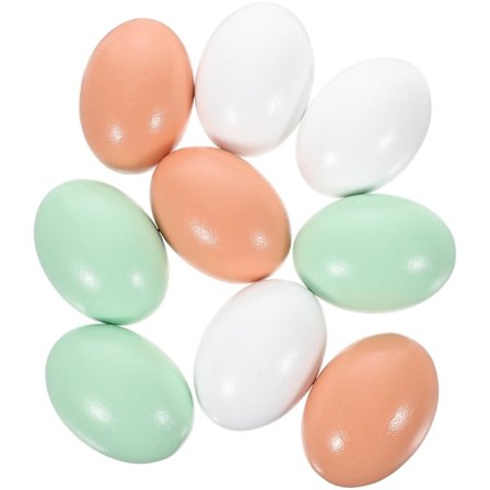 9 kappaletta puisia tekokanoja, simuloituja puisia munia, puiset pääsiäismunat DIY-tarvikkeet (6X4,5CM, moniväriset)