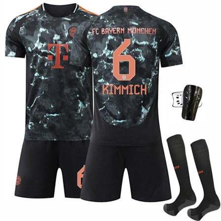 2425 Bayern bortaställ orange Kimmich fotbollströja set+strumpa+skyddsutrustning