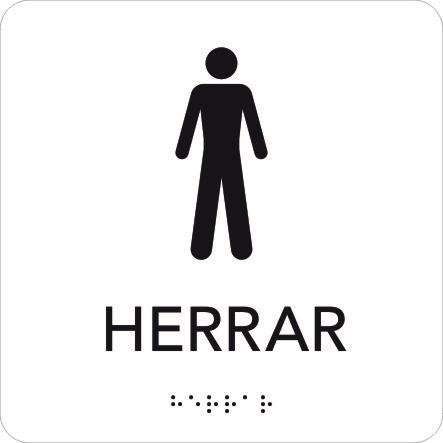 UniGraphics 6705353 Skylt herrar, taktil, 150 x 150 mm Vit, svart text, Skyltar