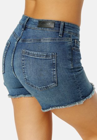 ONLY Blush Raw Denim Shorts Dark Blue Denim Klær