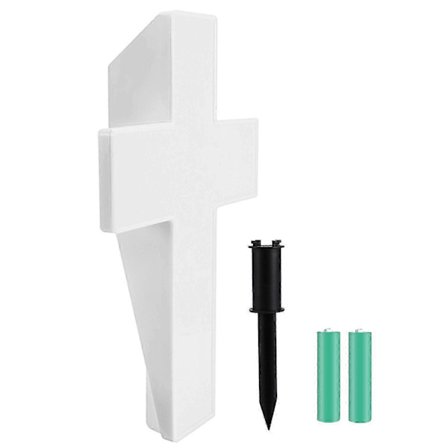 WJTG Haveindretning Korsform Auto Tænd Gravlys Gave Mindesmærke Udendørs SolcelledrevetJ