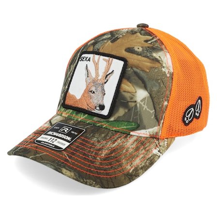 Hunter - Camo trucker Cap - Sexa Rådjur Bock Realtree Edge/Neon Orange A-frame Trucker @ Hatstore