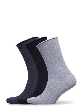 Ck Women Sock 3P Roll Top Underwear Socks Regular Socks Multi/mønstret Calvin Klein