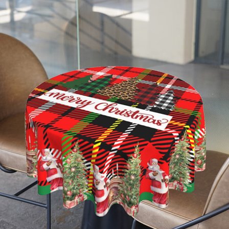 Juletræsdug Rundt Borddug 60 Tommer, Borddække, til Middag/Fest/Picnic Dekoration