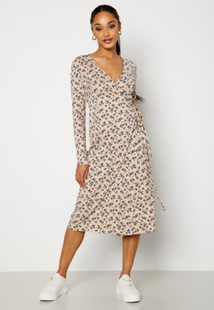 BUBBLEROOM Naomi midi dress Beige / Floral Klær