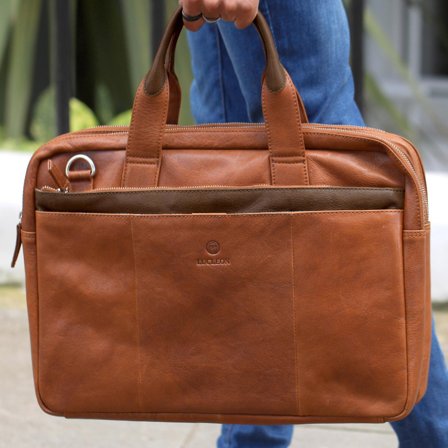 Tan & Brown California Laptop Bag for Men - Leather bags