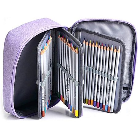 Blyantsæske, 3 rum, stor kapacitet, bærbar blyantsæske, blyanttaske, håndholdt pennetaske, blyantsæske til skole og kontor