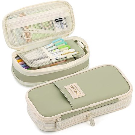 Blyantsæske med stor kapacitet, blyantsæske til piger, teenagere, stofpose til studerende, voksne, blyantsæsker, stor til skole og kontor