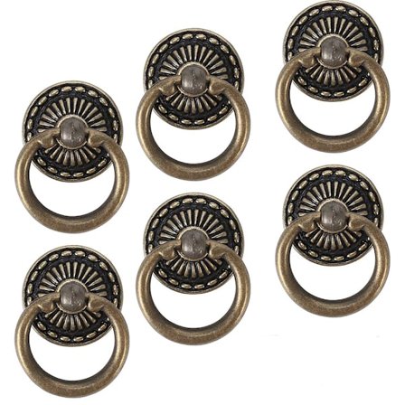 6 stk møbelknotter ring skaphåndtak vintage skapknotter