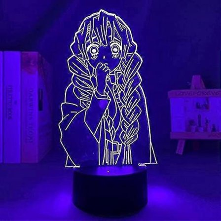 Anime Demon Slayer Mitsuri Kanroji Lampe Cool 3D Illusion Natlampe Hjem Værelse Dekoration Akryl Led Lys Julegave Lamper db
