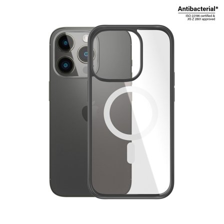 PanzerGlass ClearCase Transparent w. White MagSafe & Black Frame iPhone 14 Pro