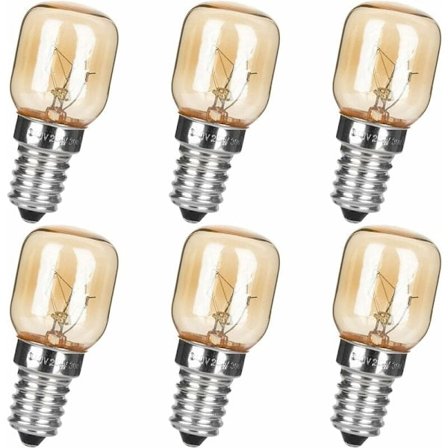E14 LED-lampa 6-pack Saltlampslampa, 25W T25 E14 230-240V Dimbar Redo för Mikrovågsugn/Kylskåp/Himalayasaltlampa/Frys/Keramiklampa