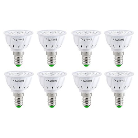 LED Växtlampa E14 - 60 Ljuskällor Fullspektrum Växtlampa, för Blommor Hydroponiska Frön Organiska Växter 8-pack