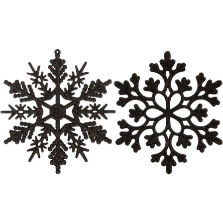 Julsnöflingor I Plast, 4-tum, Set Med 36, Svart