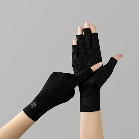 Sommerhandsker i bomuld til kvinder, tynde blondehandsker, halvfinger, UV-beskyttelse til ridning