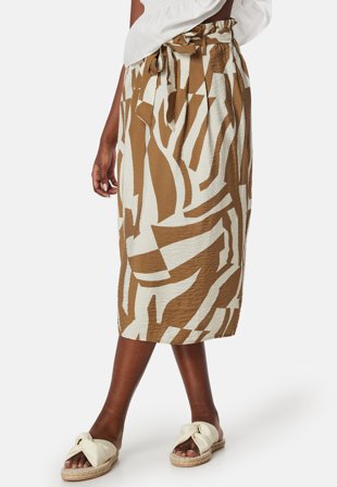 VILA Vidogma uma RW paperbag midi skirt Brown/Beige Tøj