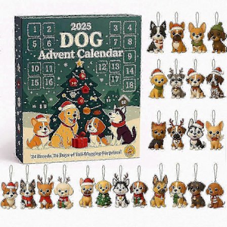 Julekalender 2025 til hunde | 24 legetøjssæt | Julegave til kæledyr[D]