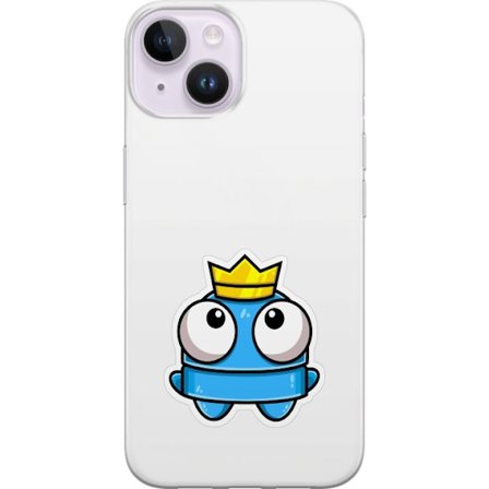 Kompatibel Mobilcover til Apple Apple iPhone 14 Blå tegnet figur med krone og store øjne i legende kongelig stil