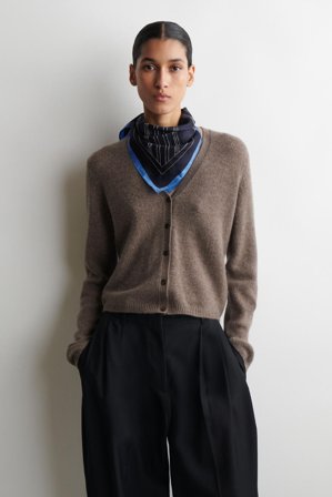 COS Femme Cardigan Col En V En Cachemire in Marron