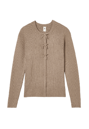 Å WOMAN Cardigan med rosetter INGA Stickat Brun M