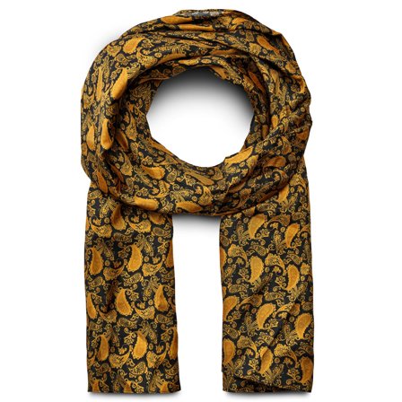 Bufanda de seda con estampado CACHEMIR DORADO Y MARRÓN para hombres - Bufandas de verano