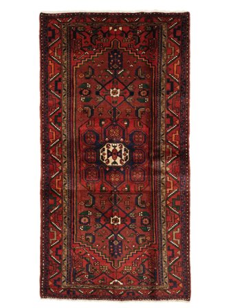 Tapis Hamadan 104X201 Noir/Rouge Foncé (Laine, Perse)