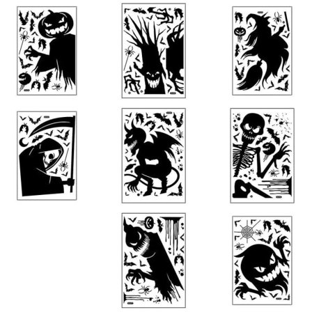 IC Halloween Fönsterklistermärken Dubbelsidiga Dekaler för Glasdekorationer Festlig Fest Kul