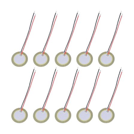 10 st 20mm Piezo Disks Membran Element Summer Kopparplåt Piezoelektriska Keramiska Chip med Ledningar