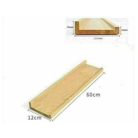 Flytende hylle, Bad/Stue/Soverom/Kjøkken Dekorativ vegg hylle, Furu tre farge hylle (12 * 60CM)