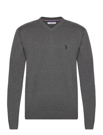 Uspa V-Neck Knit Cosmo Men Tops Knitwear V-necks Grey U.S. Polo Assn.