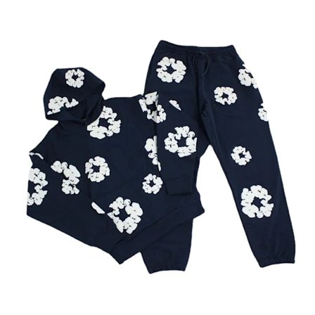 Y2K 2-delt treningssett for menn og kvinner Hip Hop Grafisk langærmet hettegenser og bukser Hettesett